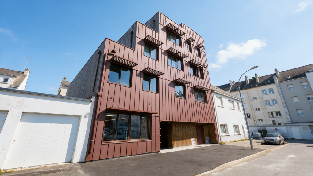 Maison de l'habitat à Saint-Nazaire vue extérieure depuis le parking